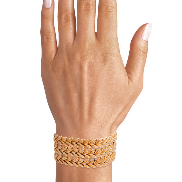 Brazalete eslabón articulado en oro amarillo 18 kilates.