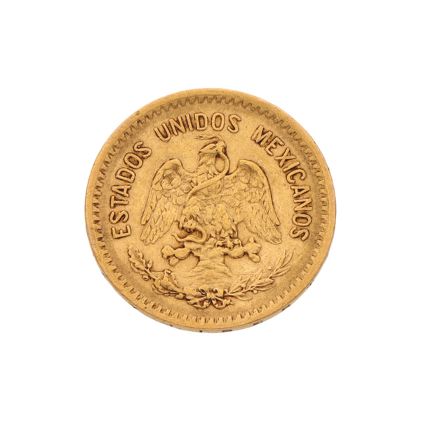 Moneda de diez pesos oro mexicano amarillo 21.6 kilates.