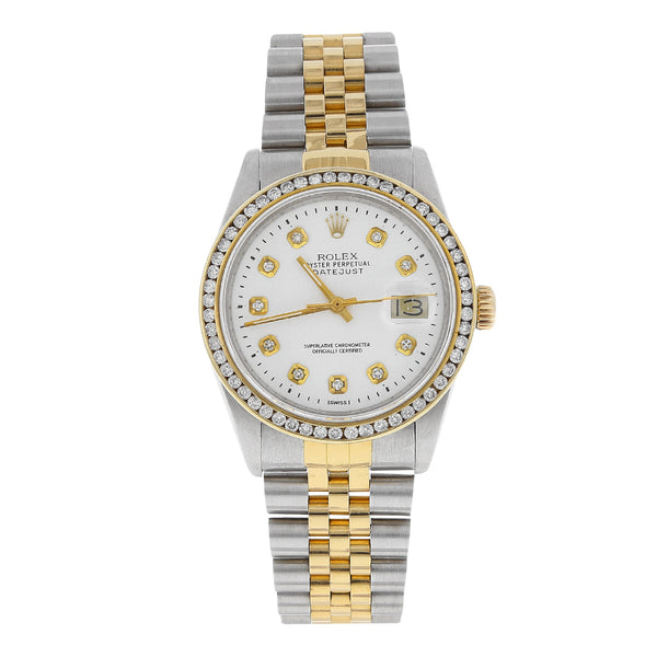 Reloj Rolex para caballero modelo Oyster Perpetual DateJust vistas en oro amarillo 18 kilates.