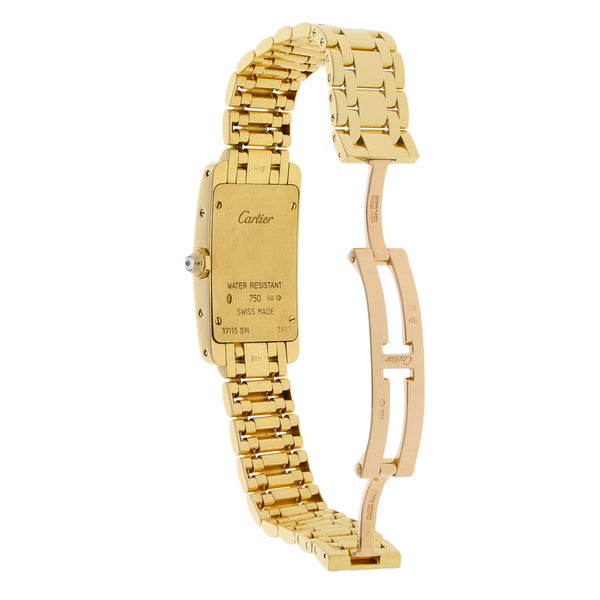 Reloj Cartier para dama modelo Tank Américaine en oro amarillo 18 kilates.