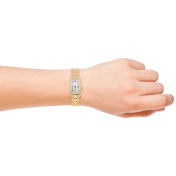 Reloj Cartier para dama modelo Tank Américaine en oro amarillo 18 kilates.