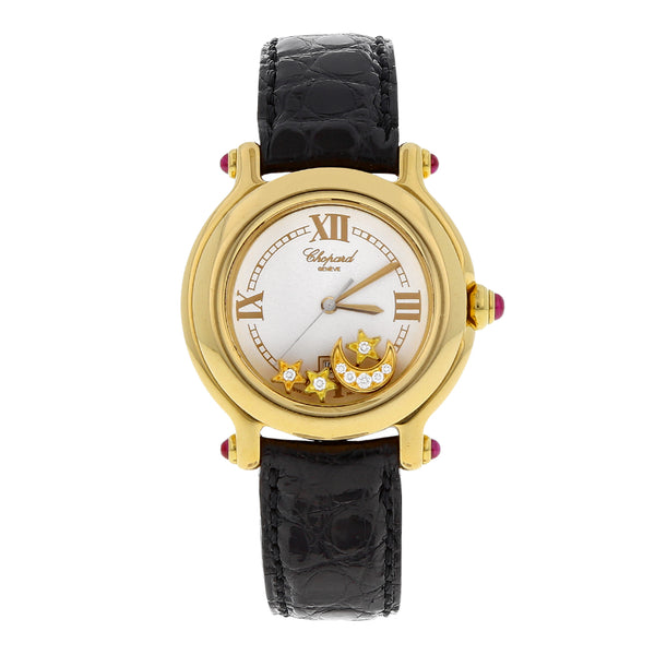 Reloj Chopard para dama modelo Happy Sport caja en oro amarillo 18 kilates.