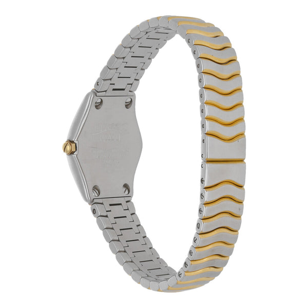 Reloj Ebel para dama modelo Classic Wave en acero vistas oro amarillo 18 kilates.