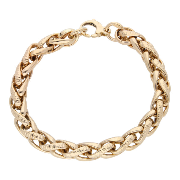 Pulsera diseño italiano eslabón hueco en oro amarillo 14 kilates.