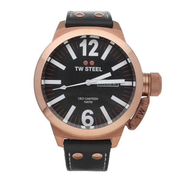 Reloj TW Steel para caballero en acero chapa correa piel.