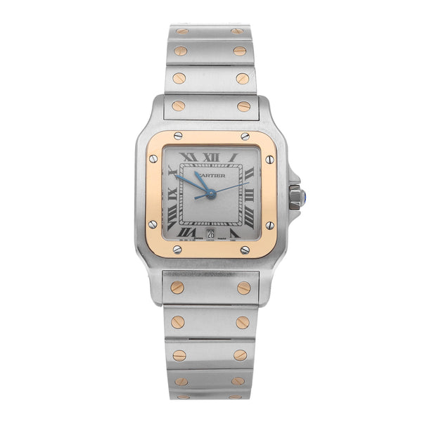 Reloj Cartier para caballero modelo Santos Galbée vistas en oro amarillo 18 kilates.