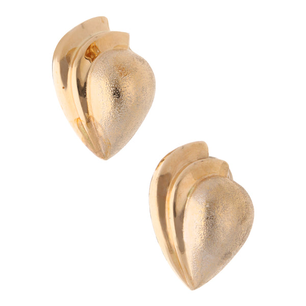 Aretes diseño italiano en oro dos tonos 14 kilates.