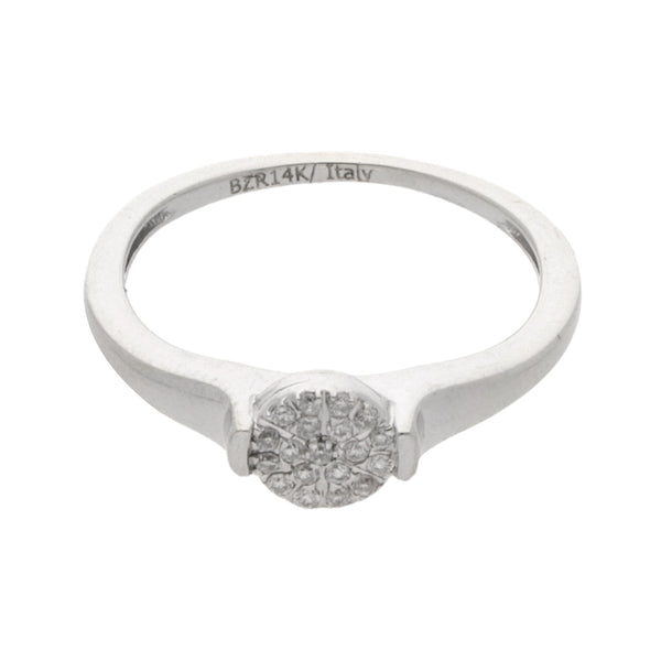 Anillo diseño italiano con diamantes en oro blanco 14 kilates.