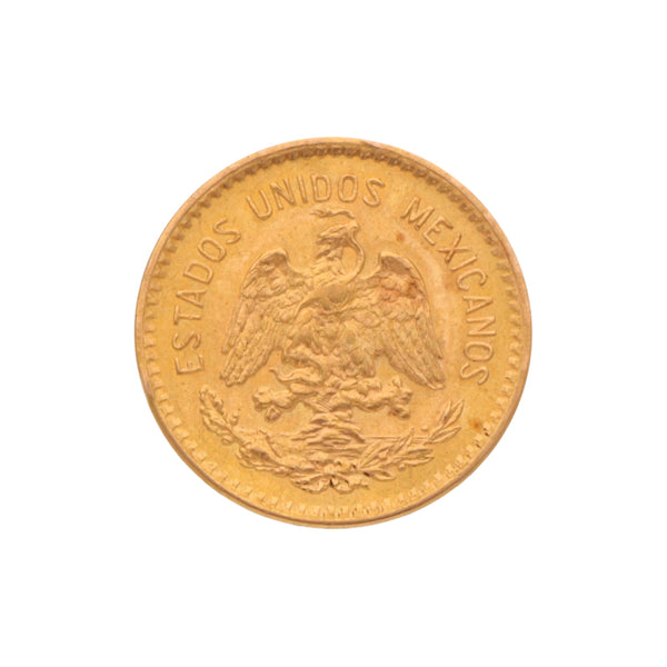 Moneda de diez pesos oro mexicano amarillo 21.6 kilates.
