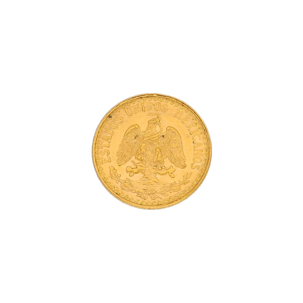 Moneda de dos pesos oro mexicano amarillo 21.6 kilates.