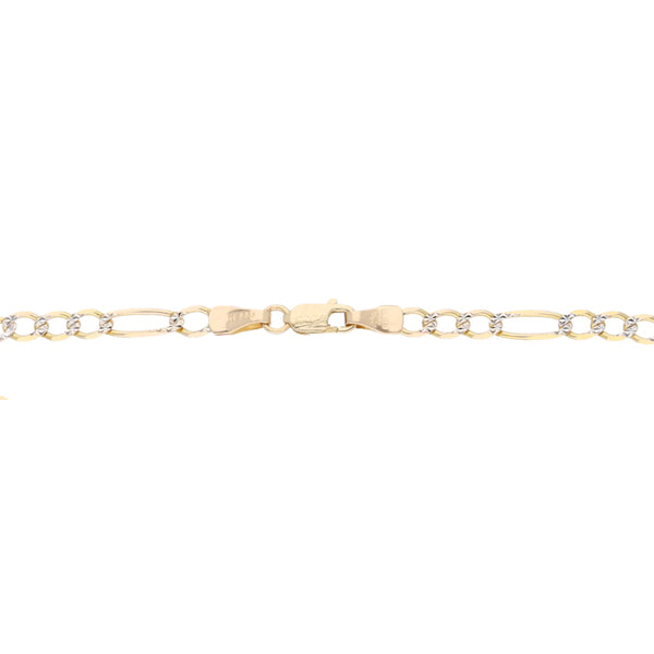 Pulsera de tres eslabones por uno diamantada en oro amarillo 14 kilates.