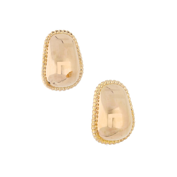 Aretes hechura italiana motivo grecas en oro amarillo 14 kilates.