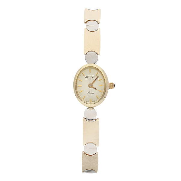 Reloj Geneve para dama en oro amarillo 14 kilates.