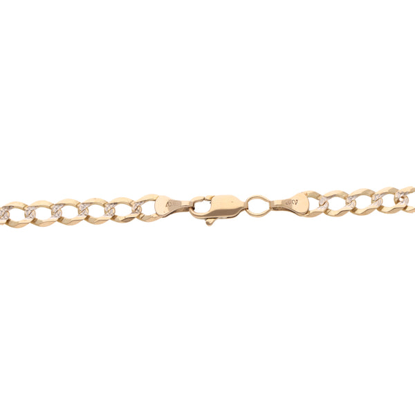 Pulsera eslabón barbado diamantado en oro amarillo 14 kilates.