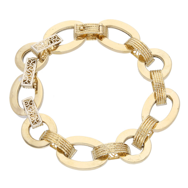 Pulsera eslabón combinado en oro dos tonos 14 kilates.