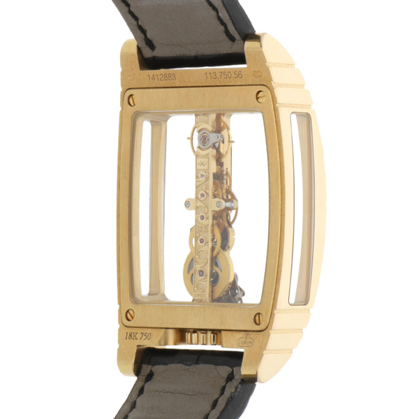 Reloj Corum para caballero modelo Golden Bridge caja en oro amarillo 18 kilates.