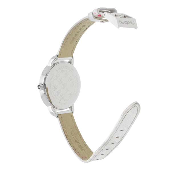 Reloj Swarovski para dama en acero inoxidable correa piel.