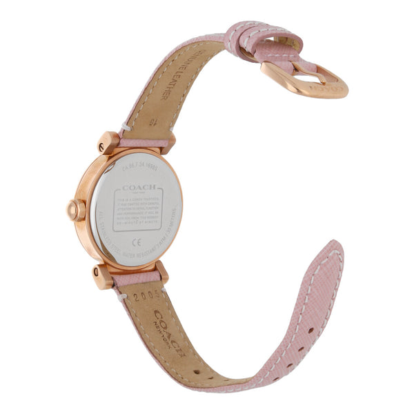 Reloj Coach para dama en acero chapa correa piel.