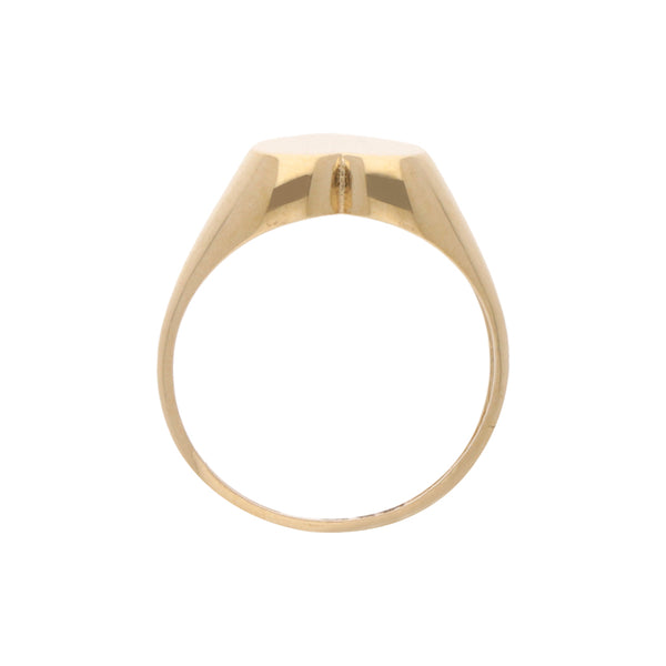 Anillo tipo sello motivo corazón en oro amarillo 14 kilates.