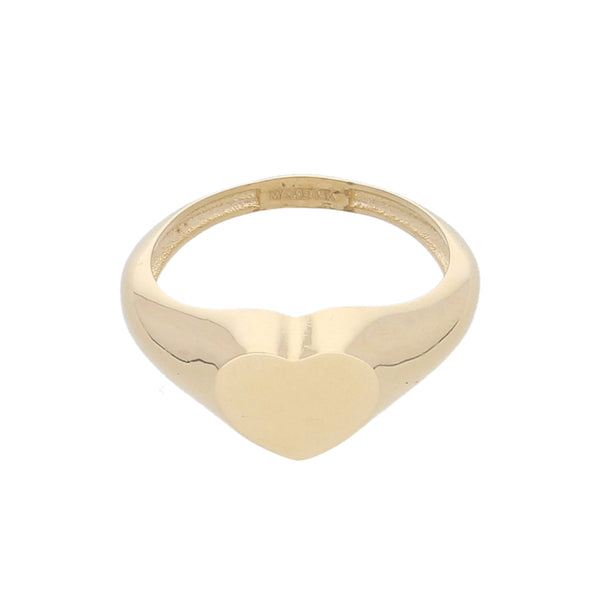 Anillo tipo sello motivo corazón en oro amarillo 14 kilates.