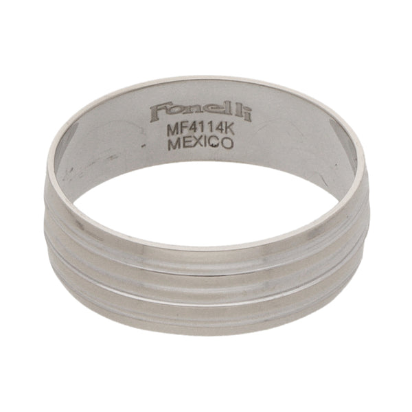 Argolla acanalada en oro blanco 14 kilates.