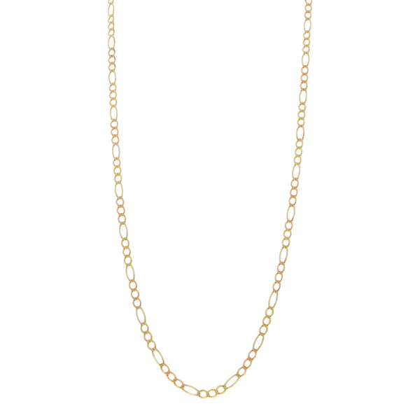 Collar de tres eslabones por uno en oro tres tonos 14 kilates.
