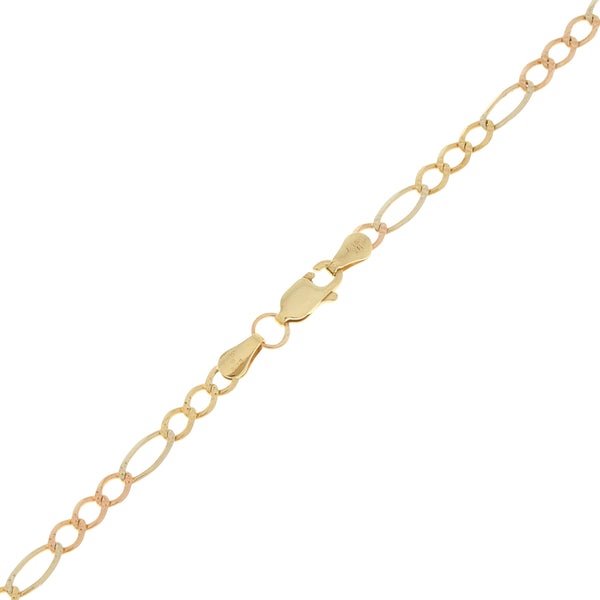 Collar de tres eslabones por uno en oro tres tonos 14 kilates.