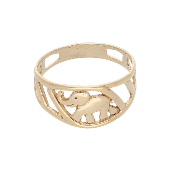 Anillo calado motivo elefante en oro amarillo 14 kilates.