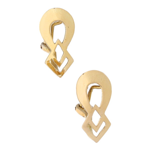 Aretes calados lisos en oro amarillo 16 kilates.