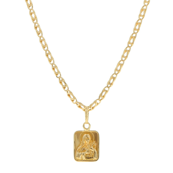 Collar eslabón nudo egipcio, medalla diseño especial en oro amarillo 14 kilates.