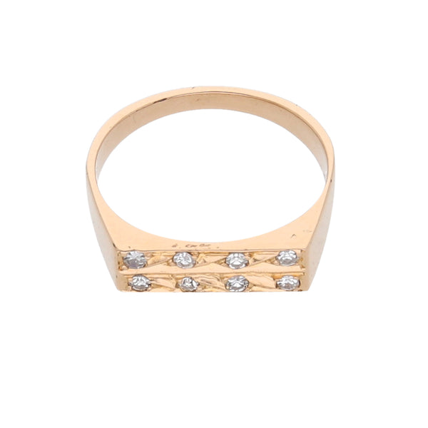 Anillo tipo sello con diamante en oro rosa 18 kilates.