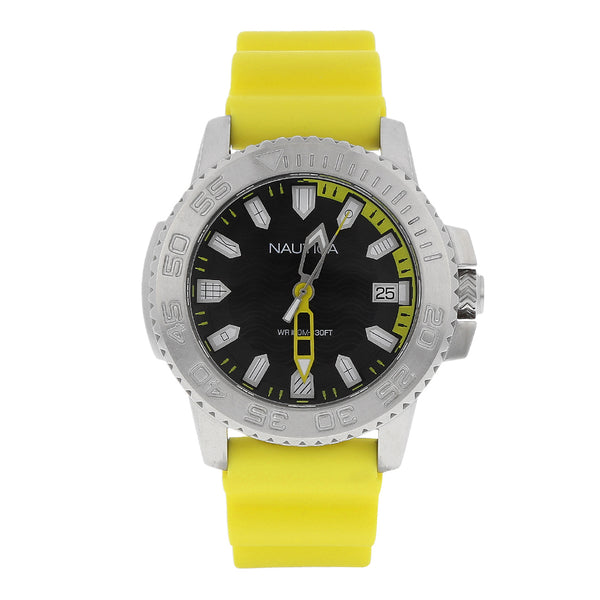 Reloj Nautica para caballero en acero inoxidable correa silicona.