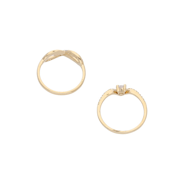 Dos anillos diseño especial con circonias en oro amarillo 14 kilates.