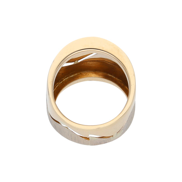 Anillo diseño italiano en oro dos tonos 14 kilates.