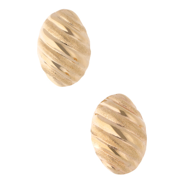 Aretes acanalados en oro amarillo 14 kilates.