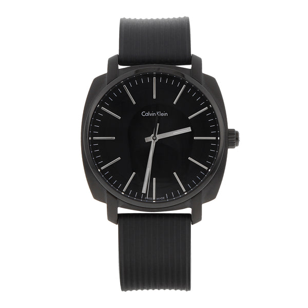 Reloj Calvin Klein para caballero en acero esmalte correa caucho.