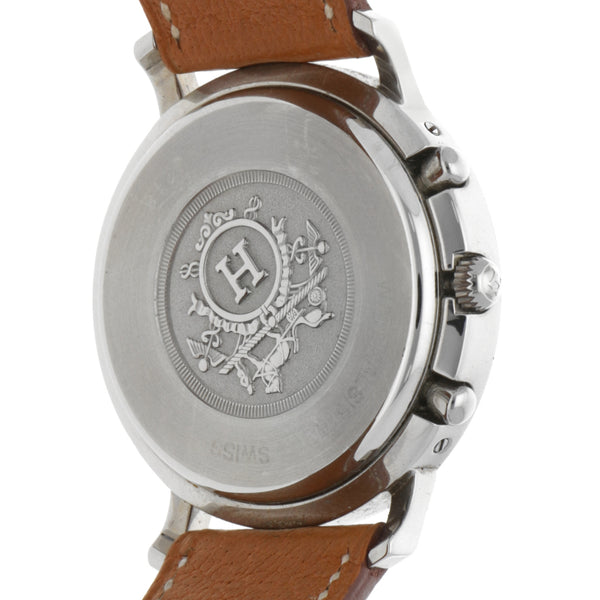 Reloj Hermès para caballero en acero inoxidable correa piel.