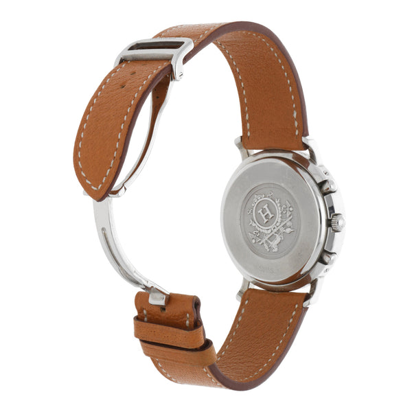 Reloj Hermès para caballero en acero inoxidable correa piel.