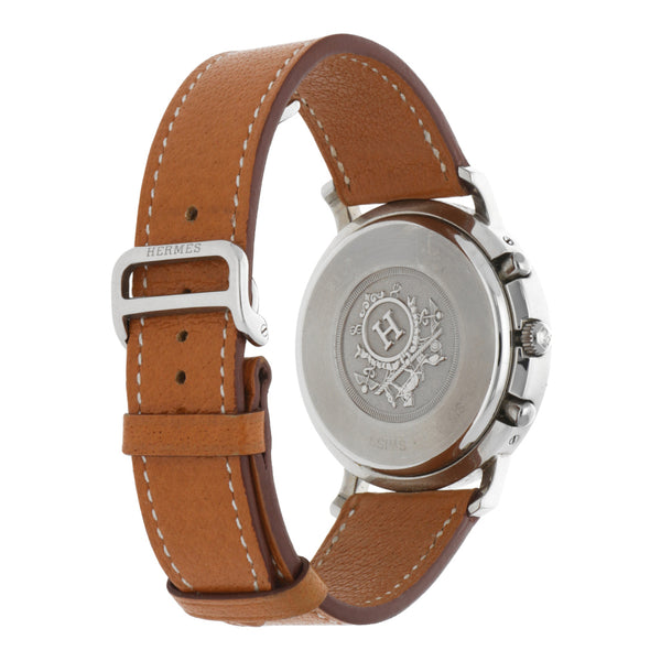 Reloj Hermès para caballero en acero inoxidable correa piel.