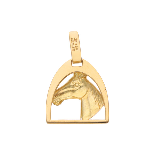 Dije diseño especial motivo caballo en oro amarillo 18 kilates.