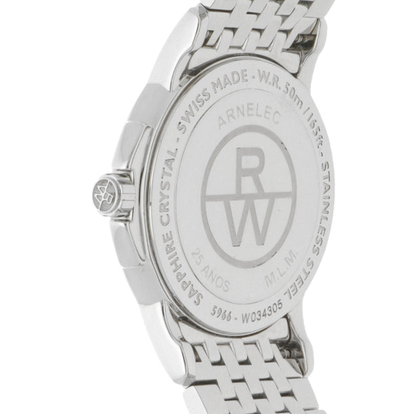 Reloj Raymond Weil para dama en acero inoxidable.