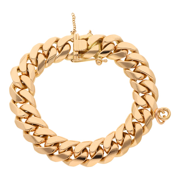 Pulsera eslabón barbado en oro amarillo 18 kilates.