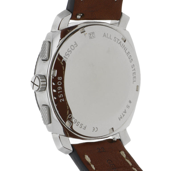 Reloj Fossil para caballero en acero inoxidable correa piel.