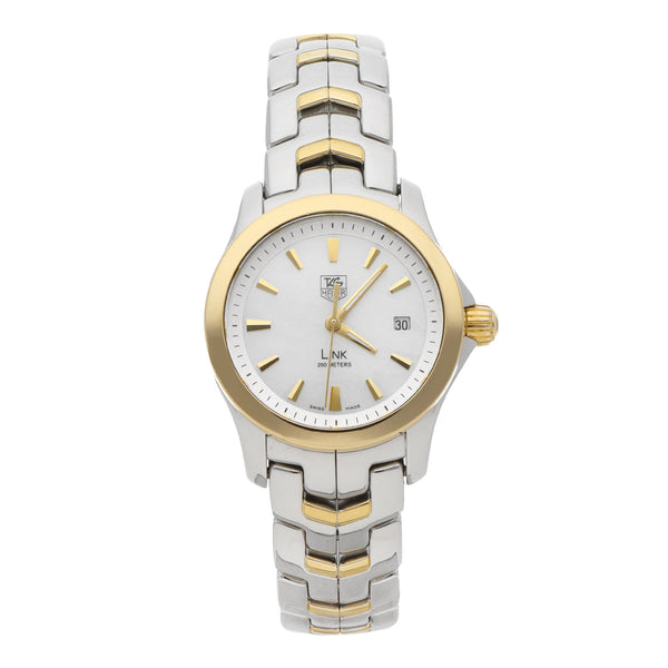 Reloj Tag Heuer para dama modelo Link vistas en oro amarillo 18 kilates.