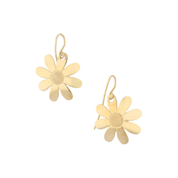 Aretes diseño especial motivo flor en oro amarillo 18 kilates.