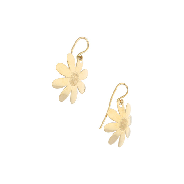 Aretes diseño especial motivo flor en oro amarillo 18 kilates.