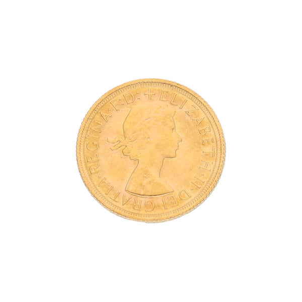 Moneda conmemorativa Regina Elizabeth II en oro amarillo 22 kilates.