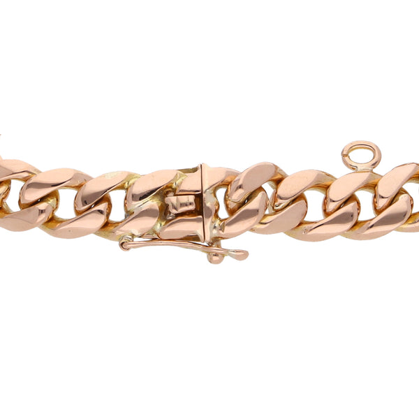 Pulsera eslabón barbado en oro rosa 18 kilates.