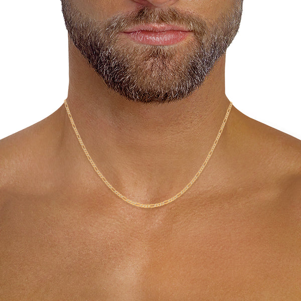 Collar de tres eslabones por uno platinados en oro amarillo 14 kilates.