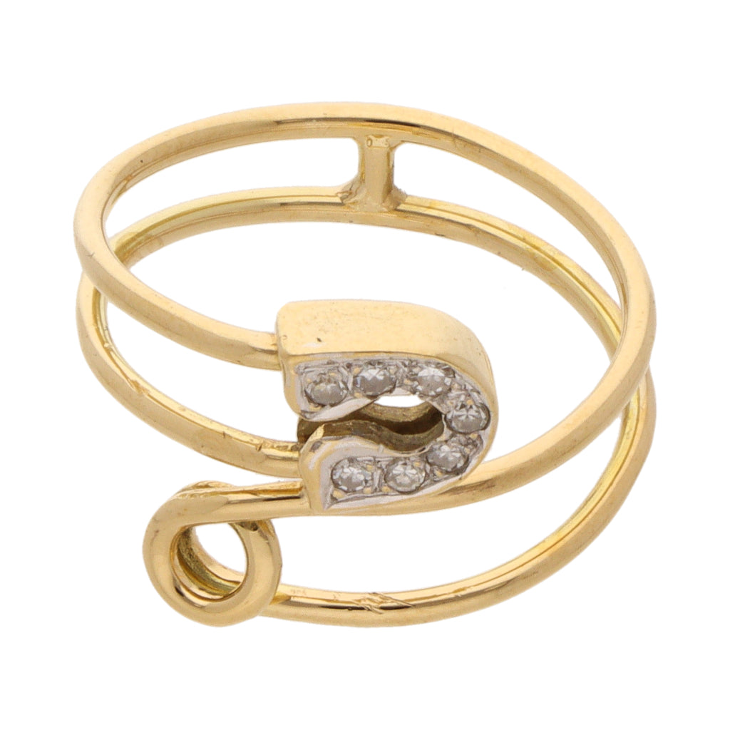 sección Kakadu Sip Anillo tubular motivo seguro para ropa con diamantes en oro dos tonos –  Nacional Monte de Piedad